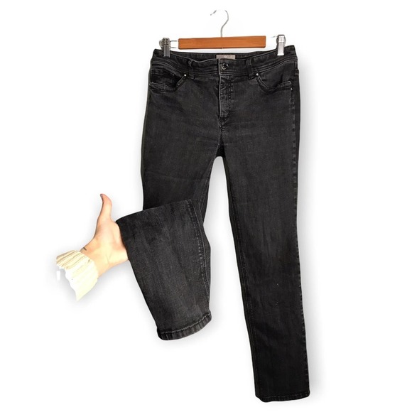 Chico’s | So Slimming Black Straight Leg Jeans w/ Jeweled Pockets - Picture 1 of 9